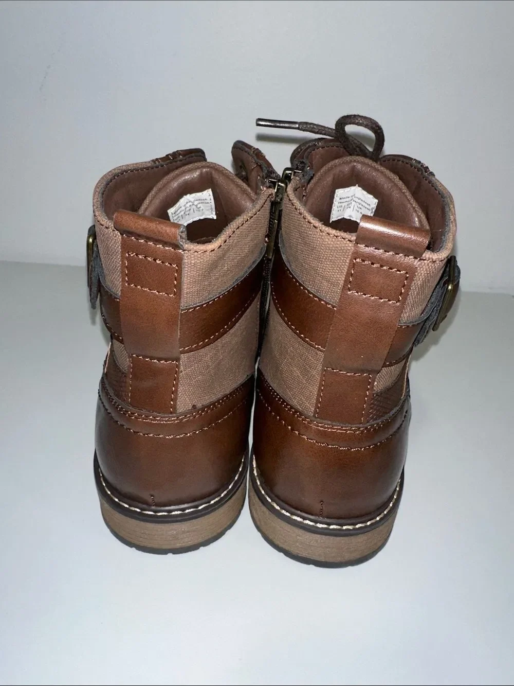 Steve Madden 11 Brown Genuine Leather Ortholite Ankle Buckle Lace-up Boots